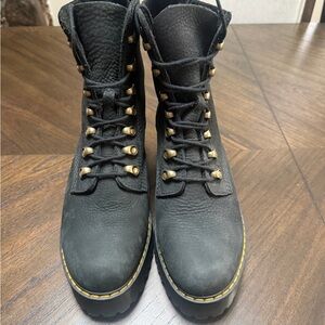Dr. Martens Black Combat Boots with Gold Eyelets